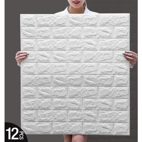 12 pieces 3D Brick Wall Stickers DIY Decor Self-Adhesive Waterproof Wallpaper For Kid Room Bedroom 3D Wall Sticker 3D tile panel