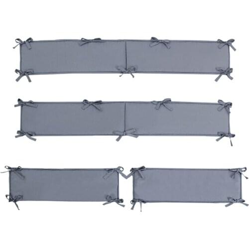 4 Pcs Solid Color Baby Crib Bumper Newborn Cot Protector Pillows Infant Bed Cushion Mat Nursery Bedding Room Decor H3CD