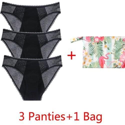4-Layer Sexy Lace Leakproof Menstrual Panties New Breathable Fast Absorbent Underwear Women Menstrual Briefs plus size lingerie