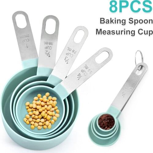 8Pcs Set Measuring Spoons with Stainless Steel Handle Kitchen Baking Cooking Tools Set Kitchen Gadgets for Dry Liquid Ingredient