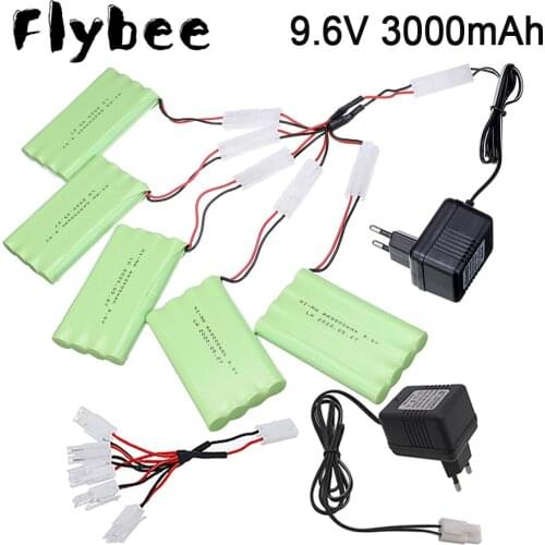 9.6V 3000mAh NIMH Battery and 9.6v Charger For Rc toys Car Truck Tank Gun Boat AA 9.6v Rechargeable Battery Pack for RC Car