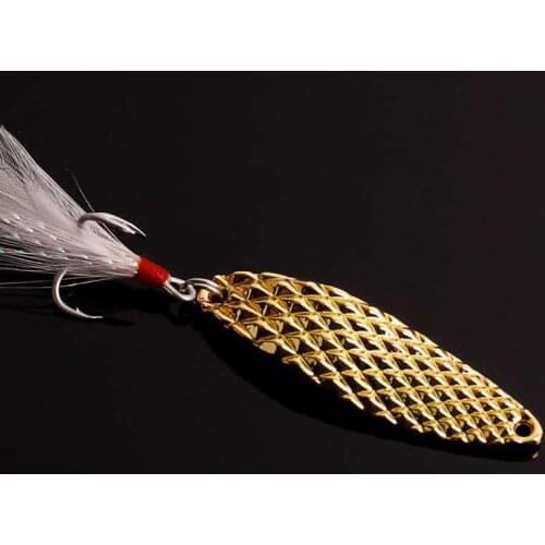 5G,7G,10G,20G,15G Metal Vib Leech Spinners Spoon Lures Artificial Bait With Feather Hook Night FishingTackle for Bass Pike Perch