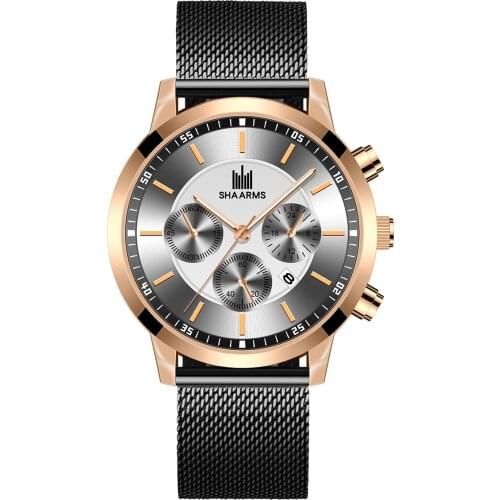 New Fashion Men Luxury Watches Male Business Calendar Stainless Steel Mesh Casual Quartz Watch Relogio Masculino Men Wristwatch