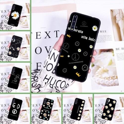 Phone Case For Huawei Honor V20 8S 8A Pro Daisy Flower Black Cool White Silicone Back Cover For Huawei Honor 10i 20i 20 Lite Pro