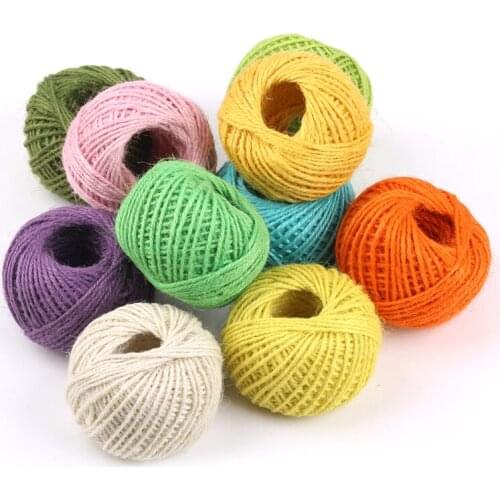 50m Colorful Jute Twine Hemp Rope String Packing Wrapping Ribbon Arts Crafts DIY Gift Box String Cord Wedding Tags Decoration