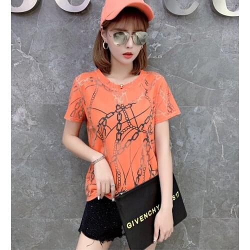 Tshirt Large Size Korean Clothes Womens T-shirts Short Sleeve O Neck Thin Woman Tshirts Femme 2021 New Summer Tee Shirt