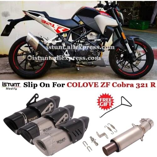 Cobra 321 R Motorcycle Exhaust Modified Escape Muffler With Catalyst Middle Link Pipe Slip On For COLOVE ZF Cobra 321 R