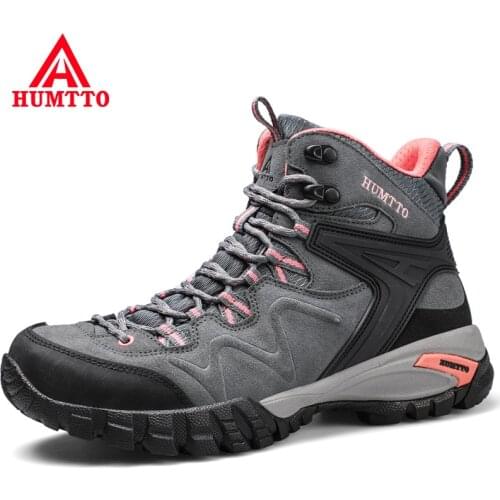 HUMTTO New Waterproof Sport Trekking Boots Leather Hiking Shoes for Women Hunting Climbing Breathable Outdoor Mountain Sneakers