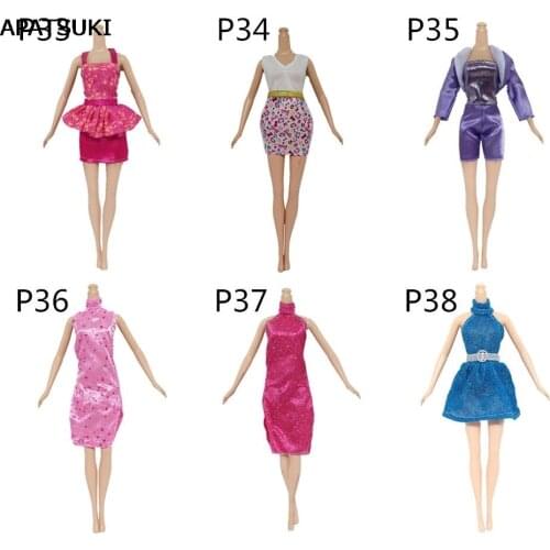 6sets/lot Doll Accessories Colorful Clothes For Barbie Doll Short Dresses For 1/6 BJD Doll House Dolls Clothing Set Kids Gift