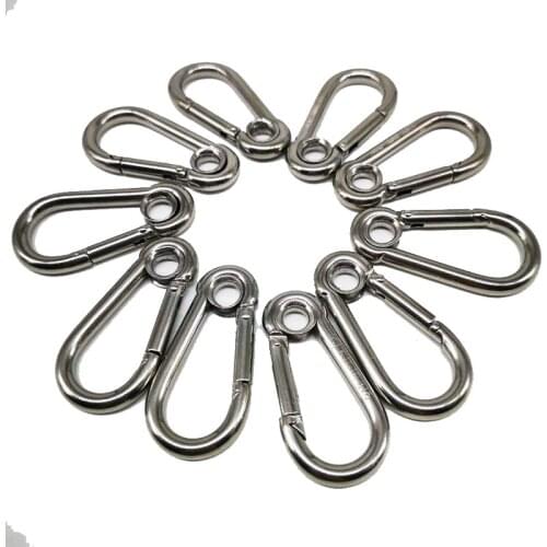 M4 4PCS Stainless Steel 304 Carabiner Carbine Snap Hook with ring