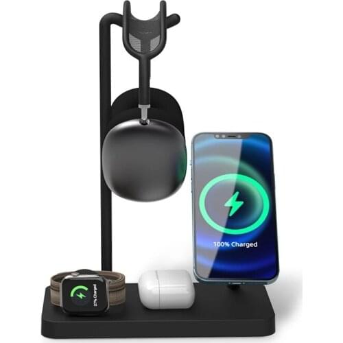 6-in-1 Magnetic Wireless Phone Charger 15W Quick Charging Headphone Watch Holder for iPhone 12 Airpods 2/Pro iWatch Charger