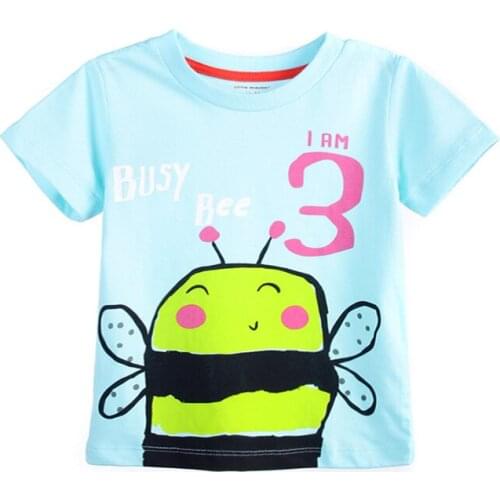 Little Maven New Summer Brand Children Cute Little Bee O-neck Short Quality Cotton Knitted Fashion Girls Casual Tshirt