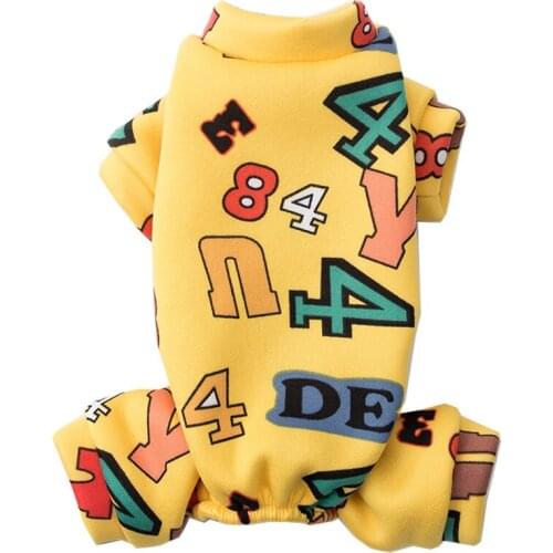 Cartoons Winter Dog Clothes Cute Puppy Letter Cow Milk Shreds Clothes For Small Medium Dogs Jumpsuit French Bulldog Warm Costume