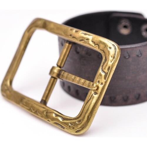 Mens Quality Center Bar Belt Buckle Retro Brass Single Prong Belt Buckle fits 40mm Strap