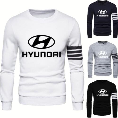 Spring Autumn Mens pullover Hyundai Car Logo Printing Fashion Casual Splicing Cotton Mens Sweatshirt High Quality Mens hoodie