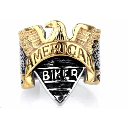 New Punk Cool Biker Mens Eagle Hawk Head 316L Stainless Steel Rings Jewelry