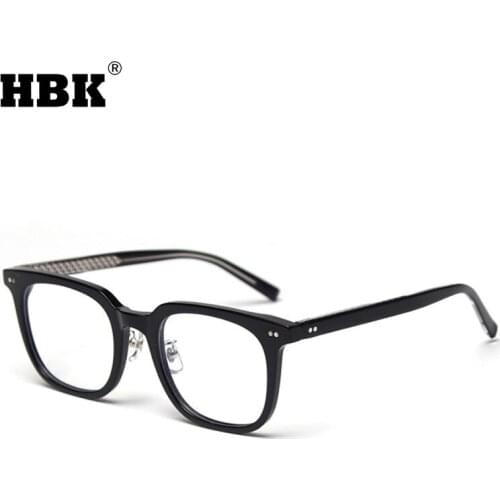 HBK New Square Blue Light Blocking Glasses For Women Men Plate Ferrule Frame Clear Lens Female Eyewear Myopia Optical UV400