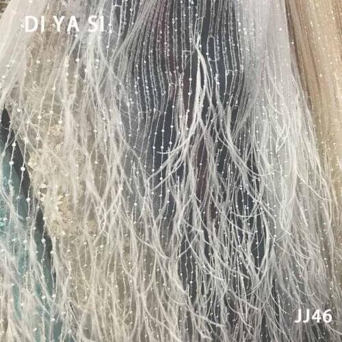 2018 summer New feather comfortable lace embroidery cloth African Tulle flower transparent net Lace Fabric For Wedding jj46