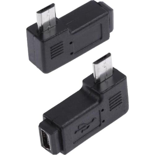 New Promotion 2pcs 90 Degree Mini USB Female to Micro USB Male Adapter Connector Portable Left and Right USB Adapter Set Black