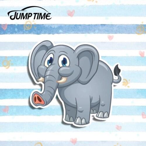 Jump Time 13cm x 11cm Car Sticker Happy Elephant Vinyl Stickers Decal Laptop Travel Luggage Car Bike Waterproof Car Accessories