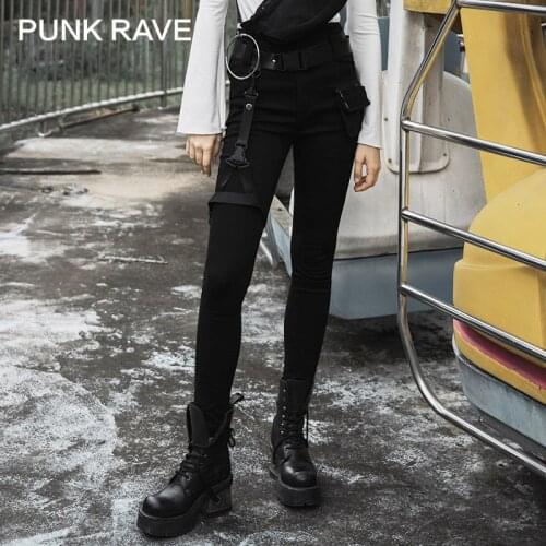 Женские брюки с высокой талией PUNK RAVE China At AliExpress