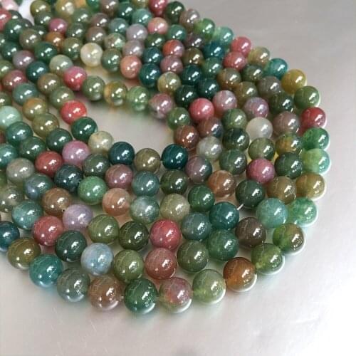Natural A+ indian agate round beads loose Bead mixed colorful needlework For Jewelry Making DIY Bracelet woman jewellry gift