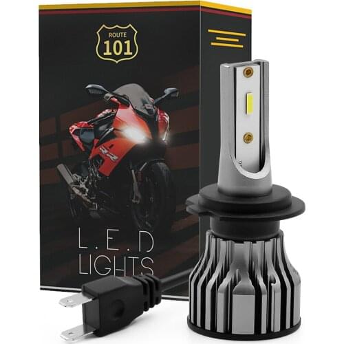 Route101 H7 LED Motorcycle Headlight 12V Bulbs Moto Lights 6000K White Front Lamps for Scooter Moped Electric Bike Accessories