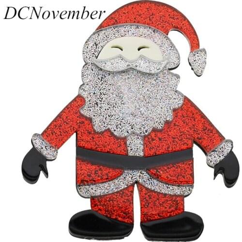 Santa Claus Brooch Acrylic Chirstmas Brooches Handmade Acetate Animal Brooch Pin Jewelry Ornament Xmas Gifts