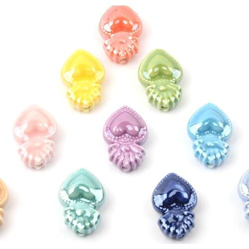 Heart Ceramic Beads Charm Loose Spacer Beads for DIY Bracelets Necklace Jewelry Making Handmade Crafts Supplies