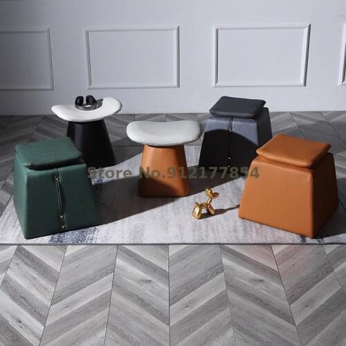 Nordic dressing stool leather art disposable shoe changing stool Italian sofa stool household makeup chair net red lying flat ot