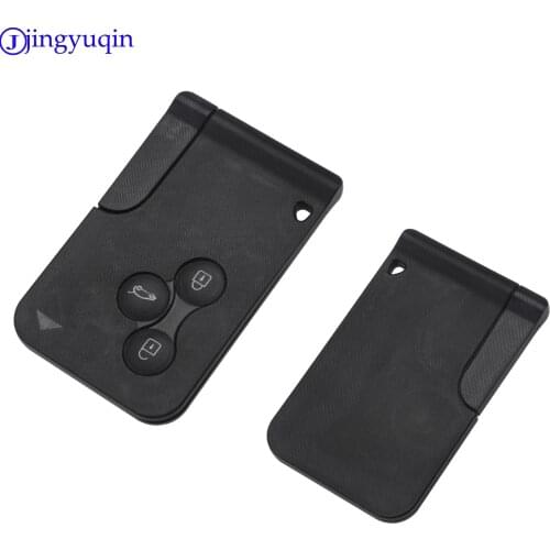 Replacement 3 Button Smart Card For Renault Clio Logan Megane 2 3 Koleos Scenic Card Case Black Car Key Fob Shell With Small Key