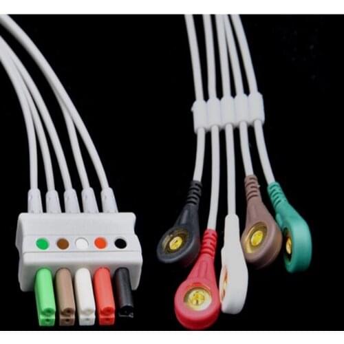 Compatible For Mindray MEC1000,PM7000/8000/9000 ECG 5 Leadwires Clip end ECG Trunk Cable Medical Wire Cables AHA