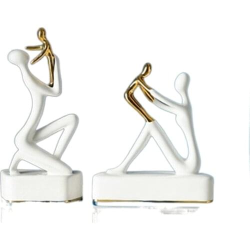 Bao Guang Ta Modern Minimalist Ceramic Parent-child Figure Statue Creative Home Decor Living Room Office Sculpture A2450