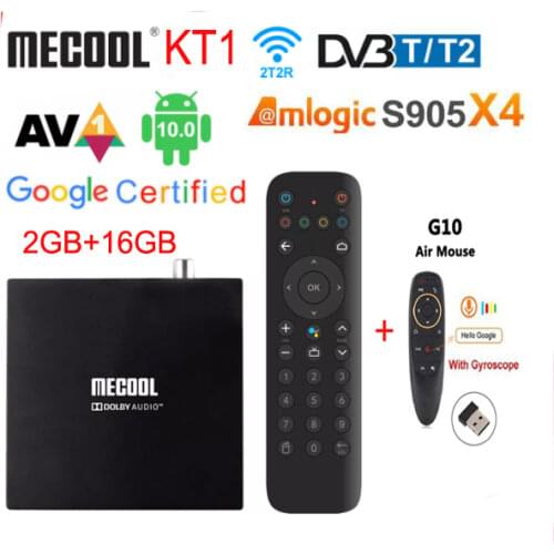 Mecool KT1 Google Certificated TV Box Android 10 DVB-T/T2 Amlogic S905X4 AV1 4K 2T2R Dual WIFI BT Media Player Set-Top Box