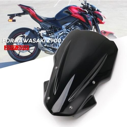 Motorcycle High Quality Windshield WindScreen Black Screen W/ Bracket Accessories For Kawasaki Z900 2017 2018 2019