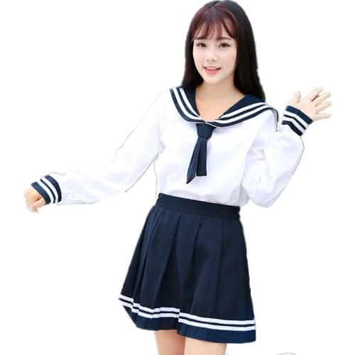 Japanese Uniforms Navy Sailor Suit For Girls Students Long Sleeve Costume School Uniform For Women