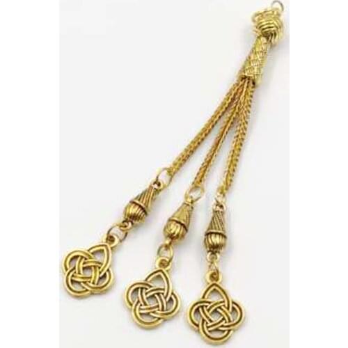 Gold Metal tassel Tasbih accessories tassels Three chains Classic style popular misbaha tassel prayer beads part Tasbih Pendant