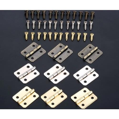10Pcs 18*16mm Iron Cabinet Door Luggage Mini Hinge 4 Holes Decor Furniture Decoration Antique Vintage Round Corner Hinges