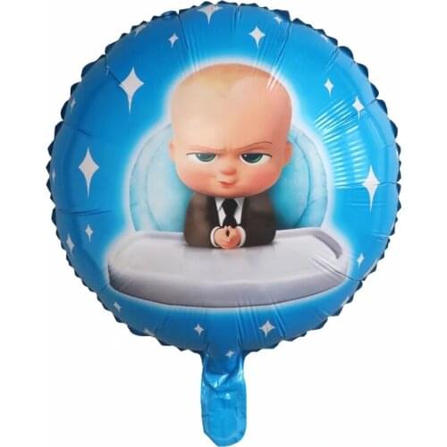 10pcs 18inch Round Baby Boss Foil Balloons Cartoon Blue Helium Air Globos Baby Shower Birthday Party Decorations Kids Toys Gift
