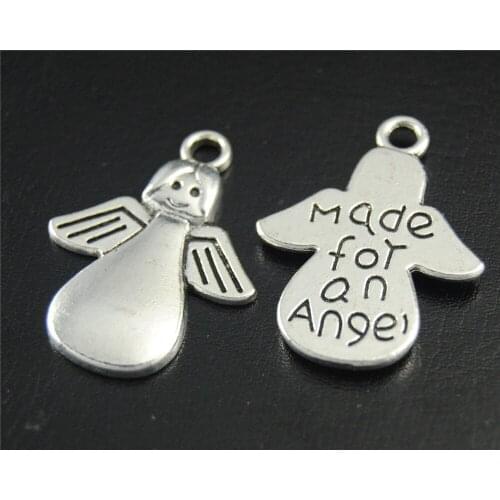 5pcs Silver Color Made For An Angel Charm Jewelry Making DIY Handmade Craft 33x25mm A1812