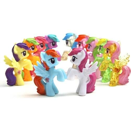 6PCS/LOT Unicorn Rainbow Horse Model Action Figure Toys For Children Christmas Gift