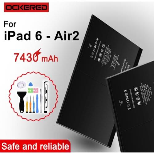 Ockered Battery For iPad 6 Air 2 Battery A1547 A1566 A1567 7340mAh For Apple iPad Air2 iPad6 Tablet Bateria with Free Tools