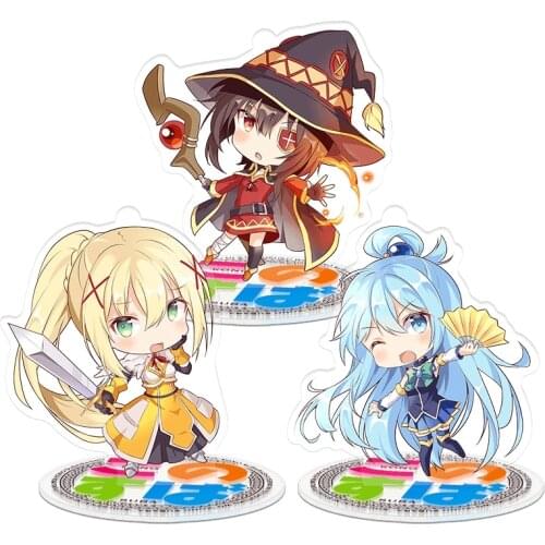 Anime Konosuba Satou Aqua Megumin Kazuma Acrylic Stand Figure Model Plate Display Desk Decorate Cosplay Cartoon Birthday Gifts