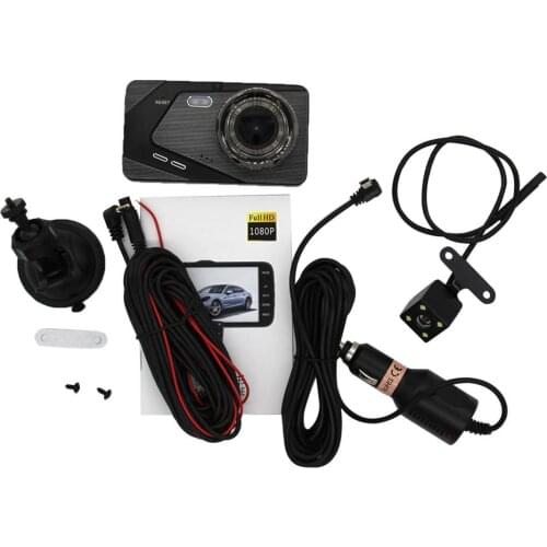 4 Inch IPS Touch Screen Dash Cam 1080P Car DVR Dual Lens Car Camera Dashcam Wide Angle Video Recorder Rear Camera Night Vision