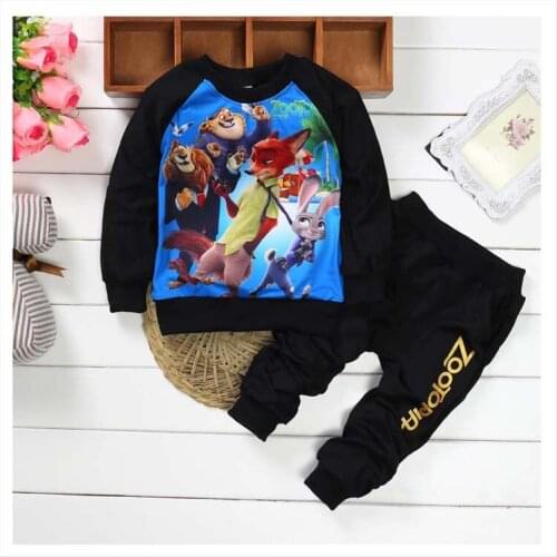 Free delivery 2016 new spring and autumn crazy animal city childrens set of boys and girls long sleeved baby Kit