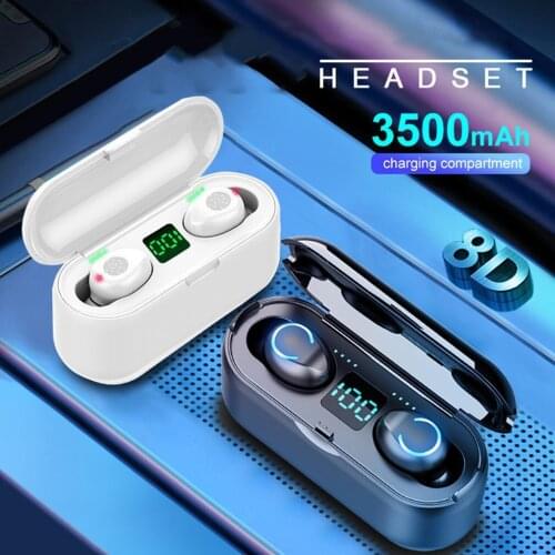 Wireless Bluetooth Headset 9D Stereo Sports Waterproof Earbud Headset with Microphone 1200mAh Charger Headphones