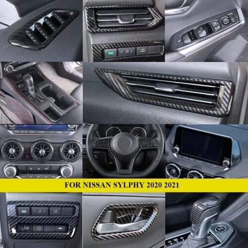 Fit For Nissan Bluebird Sylphy 2020 2021 Carbon Fiber Color Gear Shift Head Cover Trim Decoraiton Sticker Accessories Car Stylin