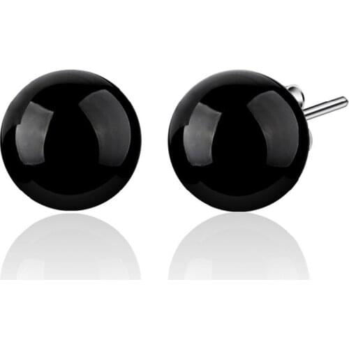 Korean Natural Stone Earrings Red Black Stone Fashion Stud Earrings For Women Silver Color Earing Earings Jewelry Earring A2114