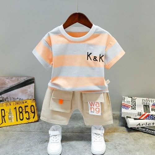 Children Clothes Suit Summer Baby Boys Girls Strips T Shirt Shorts 2Pcs/Sets Kids Infant Fashion Clothes Toddler Sportswear set