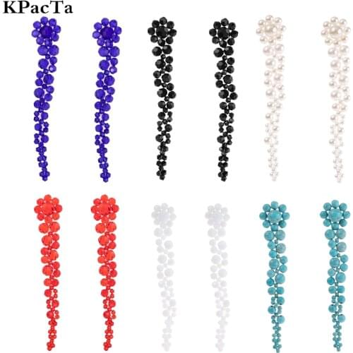 KPacTa Fashion Handmade Long Tassel Full Rhinestone Drop Earrings for Women Water Drop Crystal Dangle Earrings Jewelry Gifts